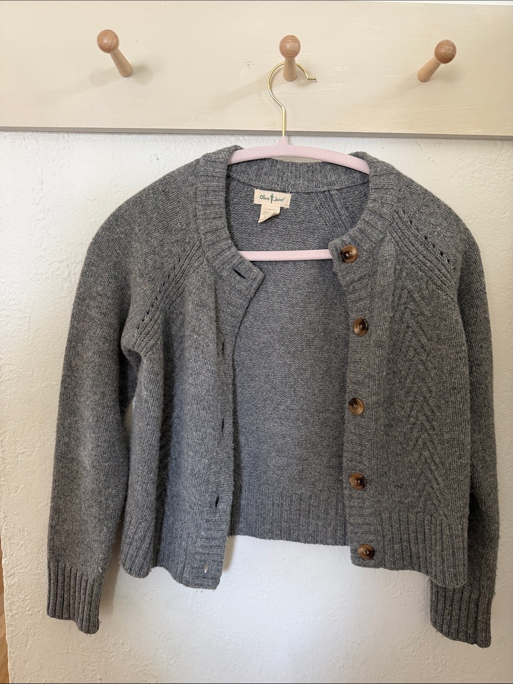 Olive & Moss Kids Gray Knit Button-Up Cardigan Sweater